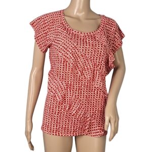 Bass Red White Dots Ruffle Blouse